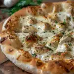 roasted garlic white chicken pizza - featured image