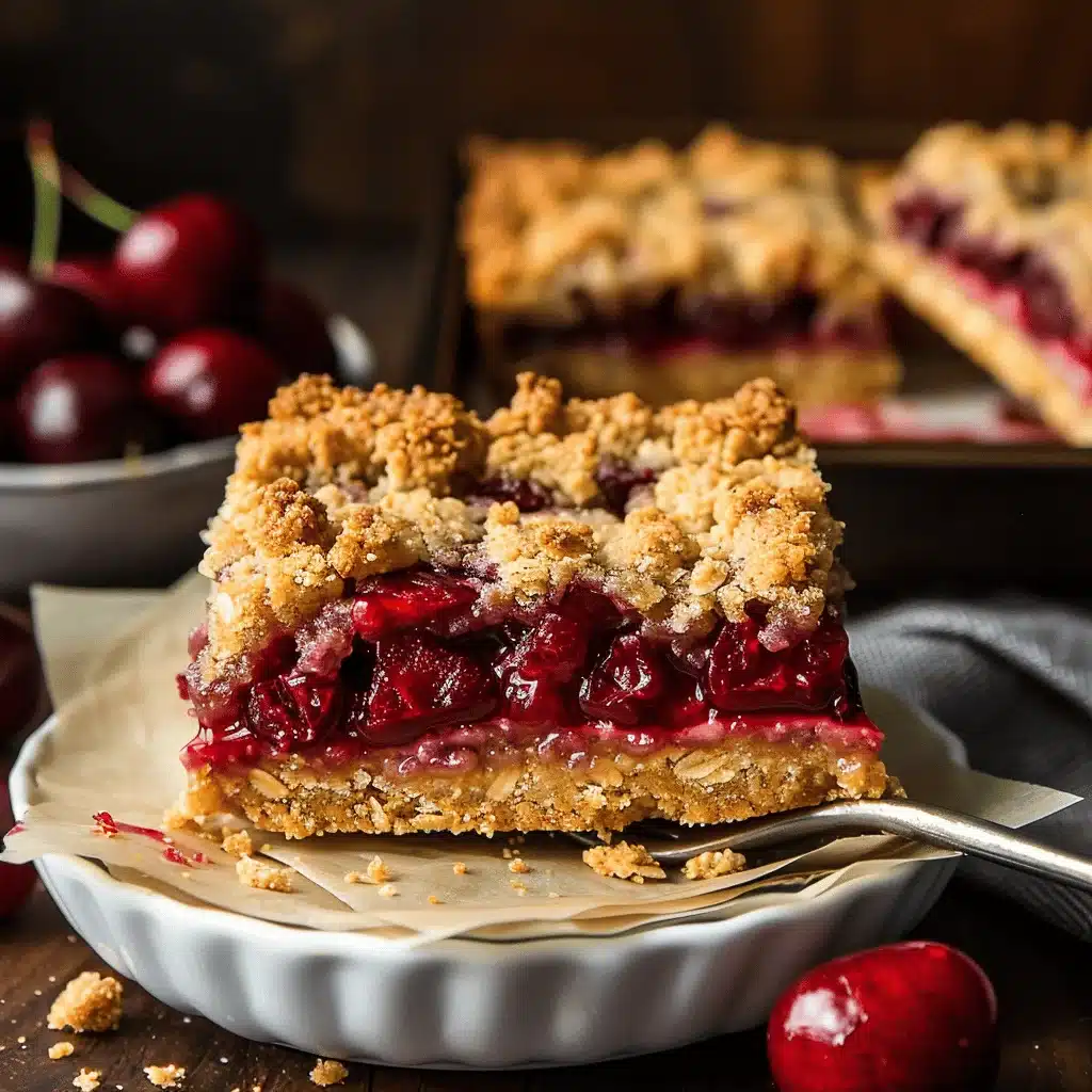sweet cherry crumble bars - featured image