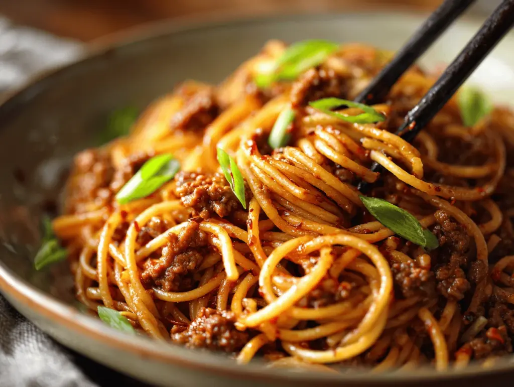Asian-style ground beef spaghetti - featured image