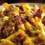 bacon cheeseburger pasta bake - featured image