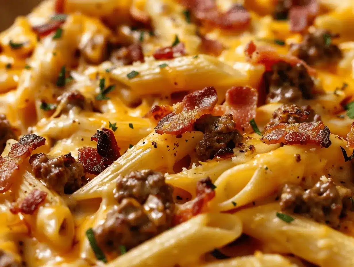 bacon cheeseburger pasta bake preparation steps