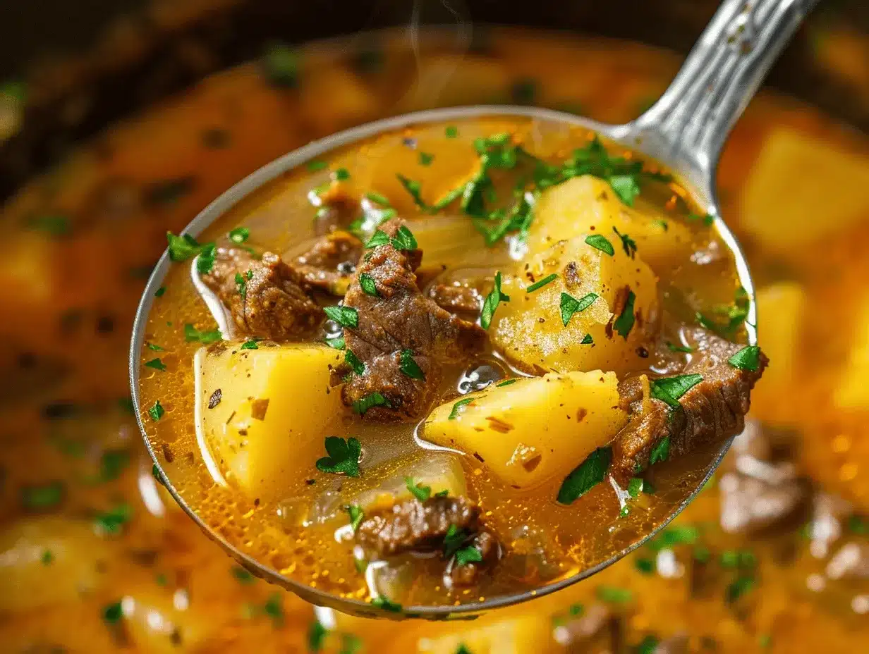 cheesy beef and potato soup preparation steps