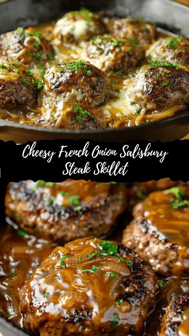 cheesy French onion Salisbury steak skillet recipe