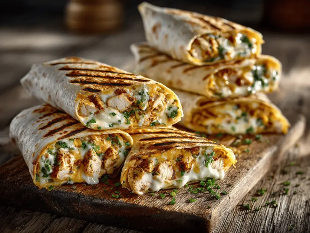 cheesy garlic chicken wraps - featured image