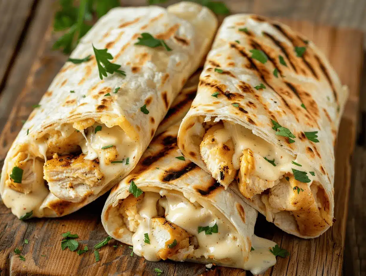 cheesy garlic chicken wraps preparation steps