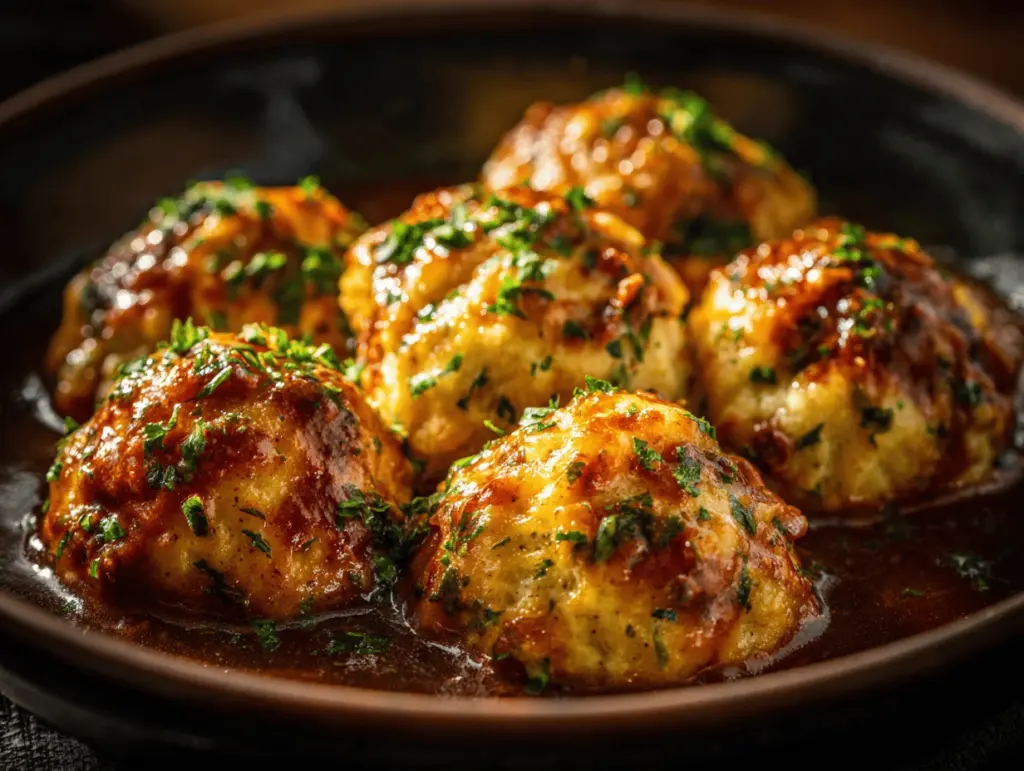 cheesy garlic herb biscuit dumplings - featured image
