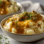cheesy hamburger gravy mashed potato bowls - featured image
