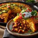 Cheesy Jalapeño Cornbread Chili Casserole - featured image