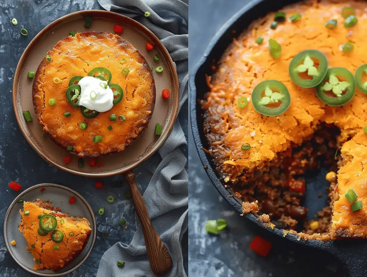 Cheesy Jalapeño Cornbread Chili Casserole preparation steps