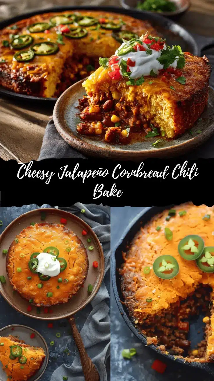 Cheesy Jalapeño Cornbread Chili Casserole recipe