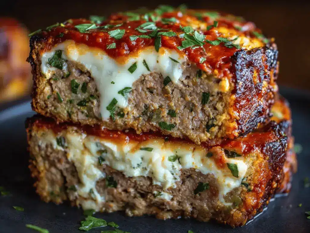cheesy lasagna-stuffed meatloaf - featured image