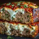 cheesy lasagna-stuffed meatloaf - featured image