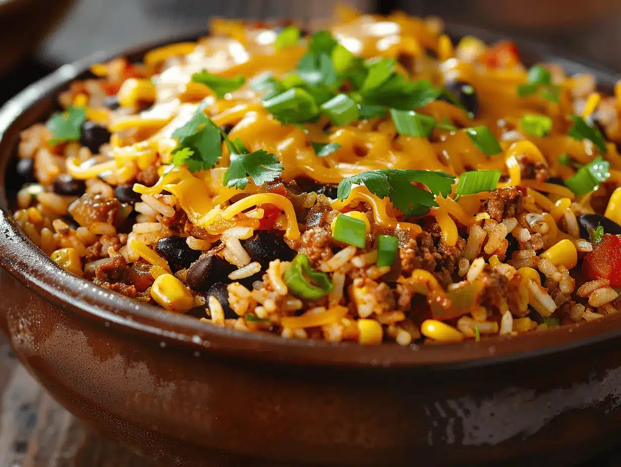 cheesy taco rice casserole preparation steps