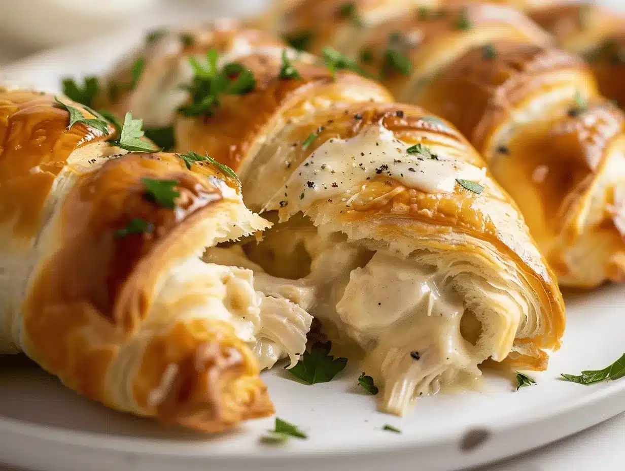 Chicken Alfredo stuffed crescents preparation steps