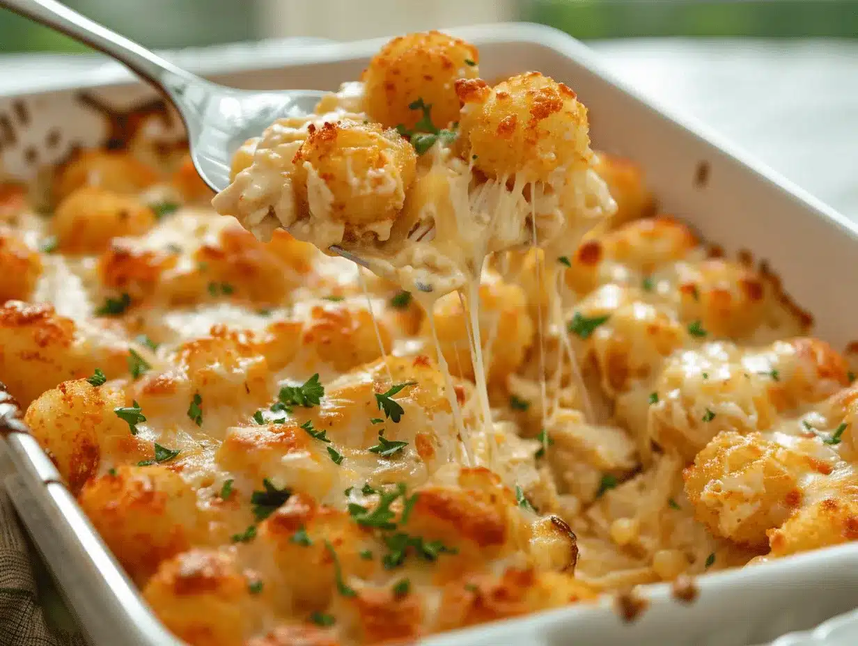 Chicken Alfredo Tater Tot Casserole preparation steps