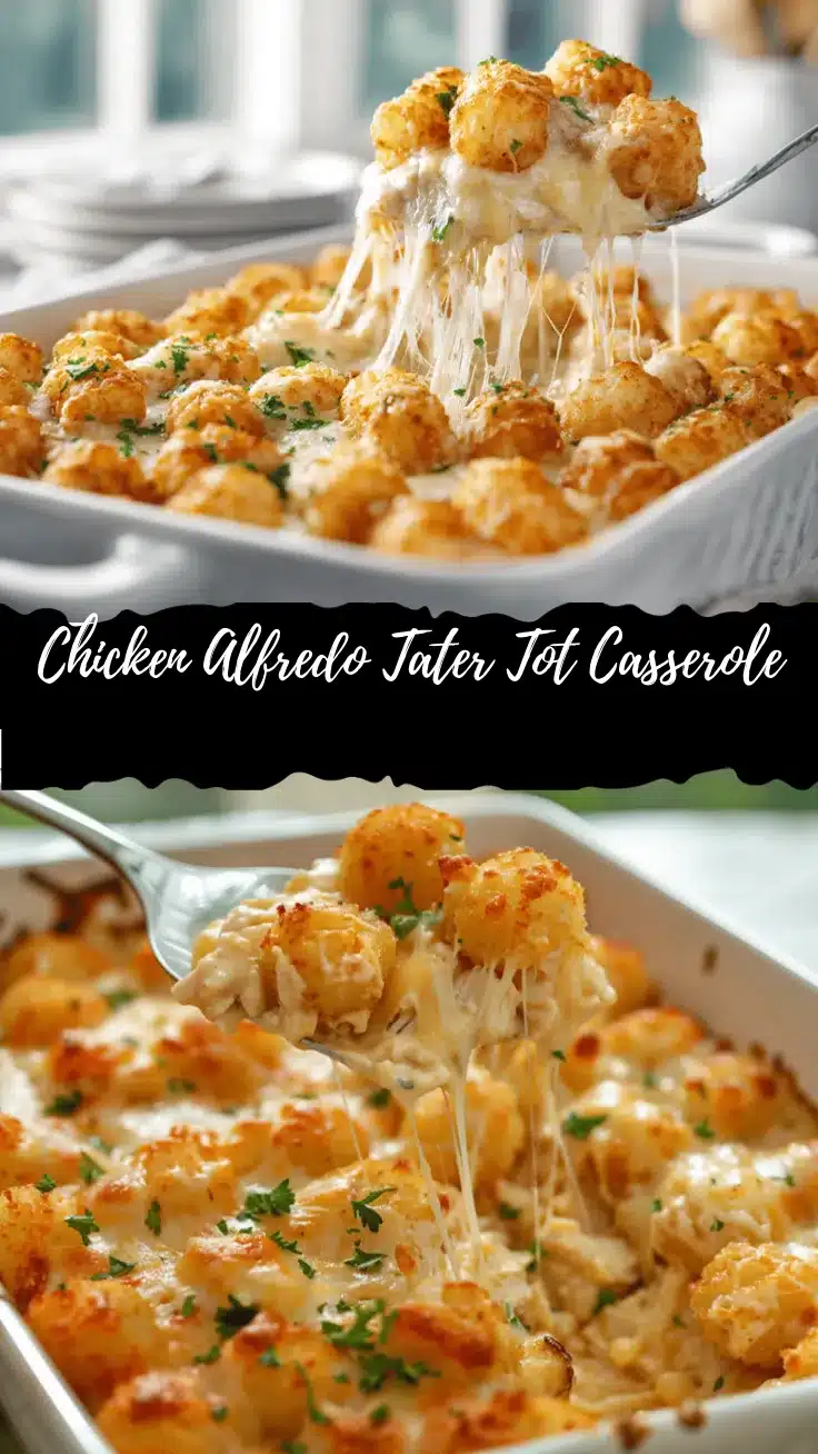 Chicken Alfredo Tater Tot Casserole recipe