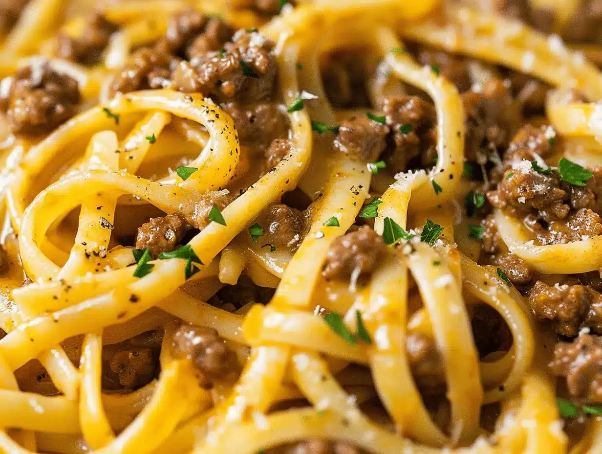 creamy one-pot beef pasta preparation steps