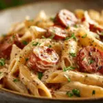 creamy smoked sausage pasta - featured image