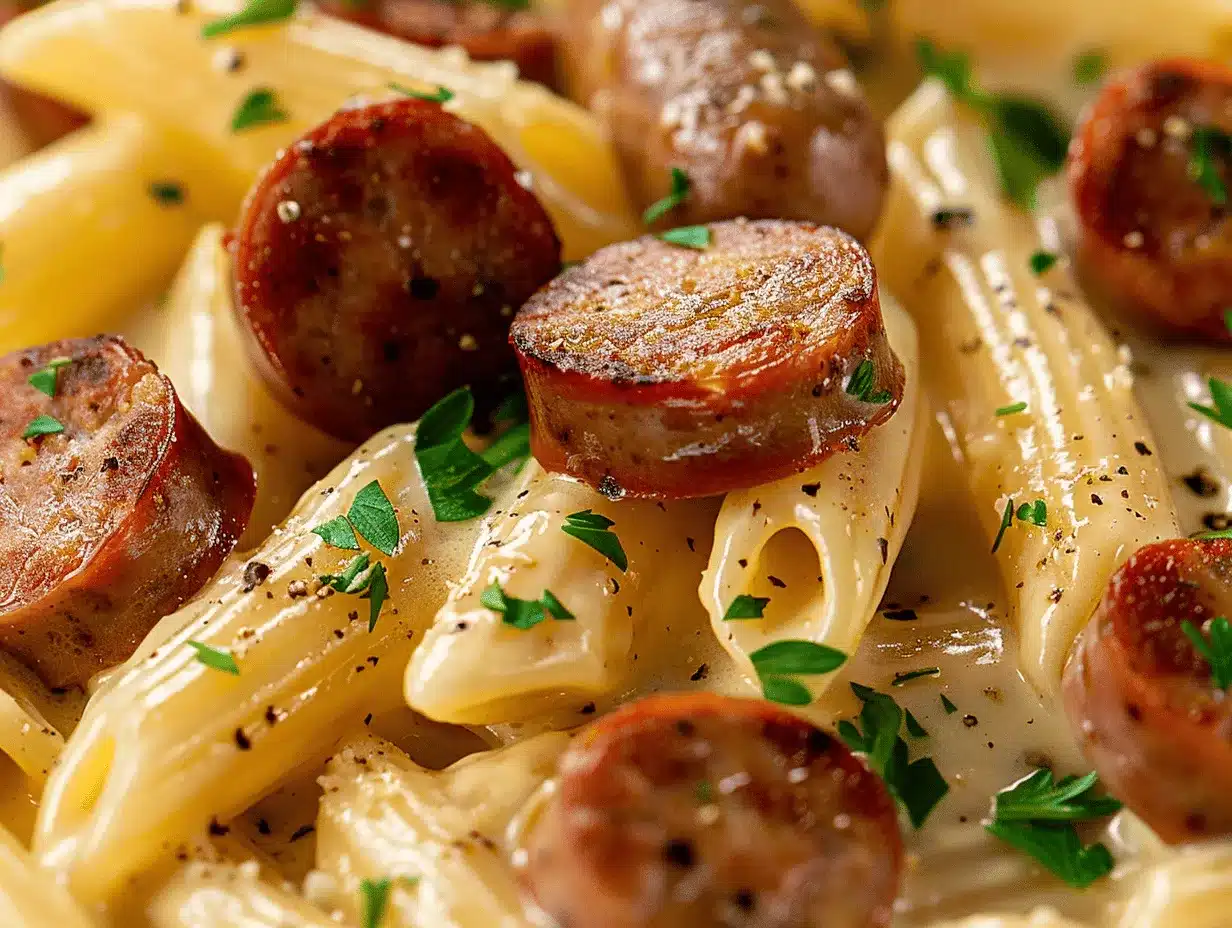 creamy smoked sausage pasta preparation steps