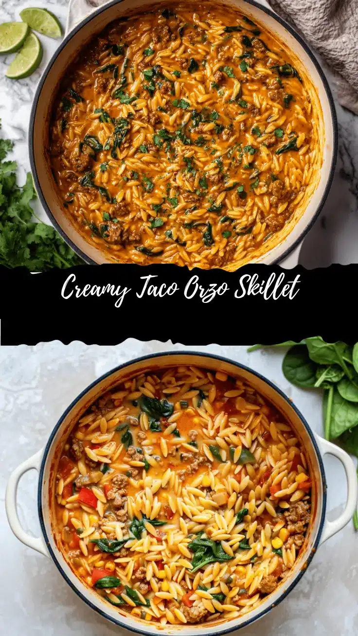 creamy taco orzo skillet recipe