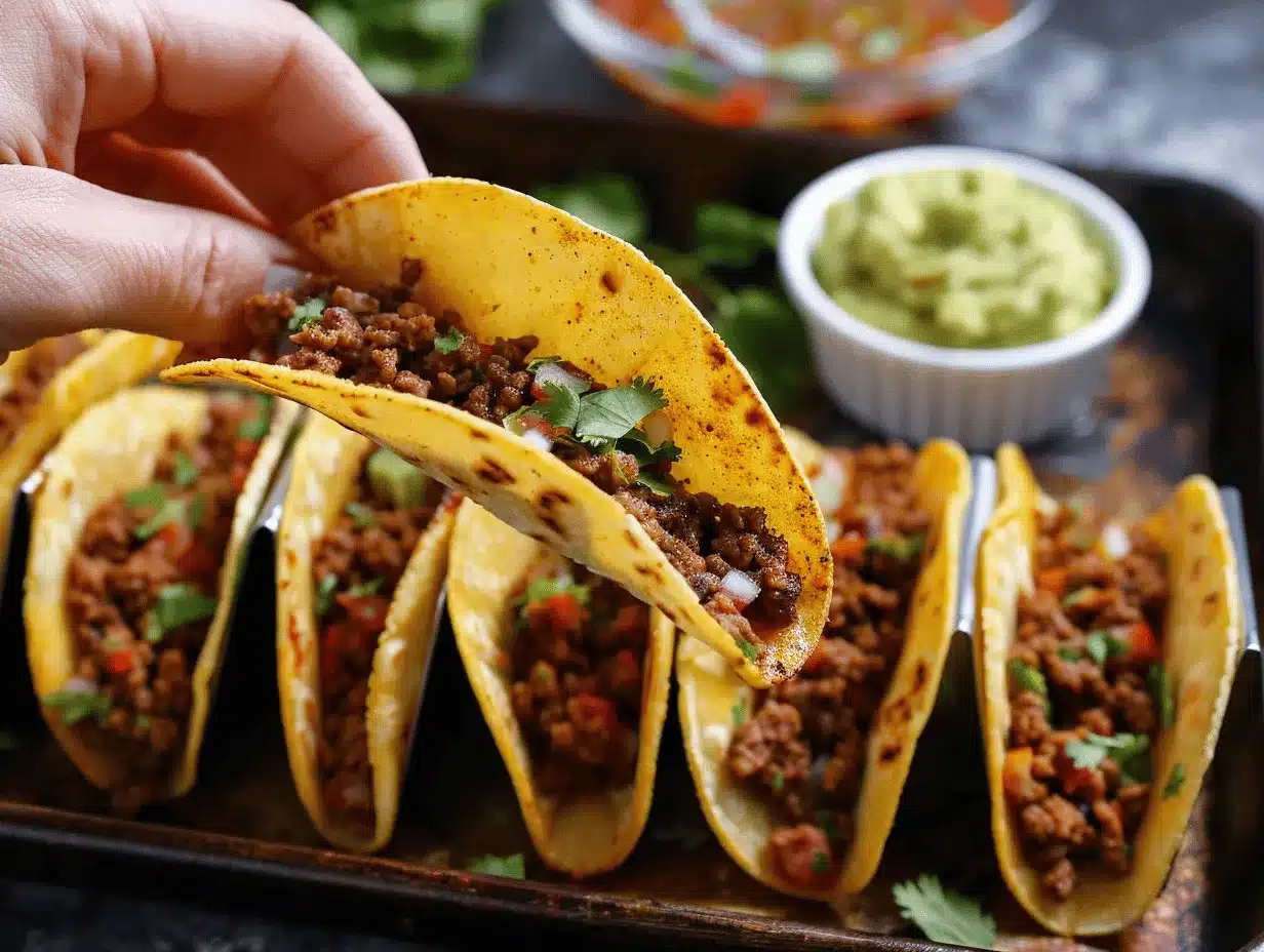 crispy baked ground beef tacos preparation steps