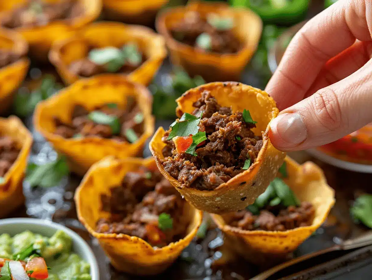 crispy baked taco cups preparation steps