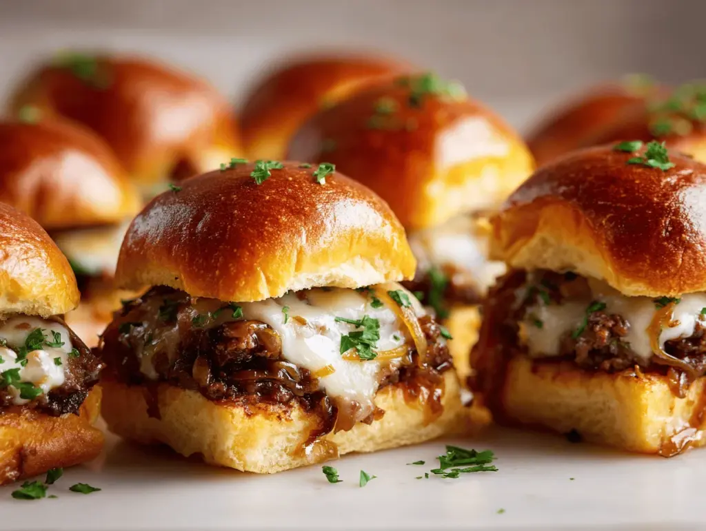 French onion cheeseburger sliders - featured image