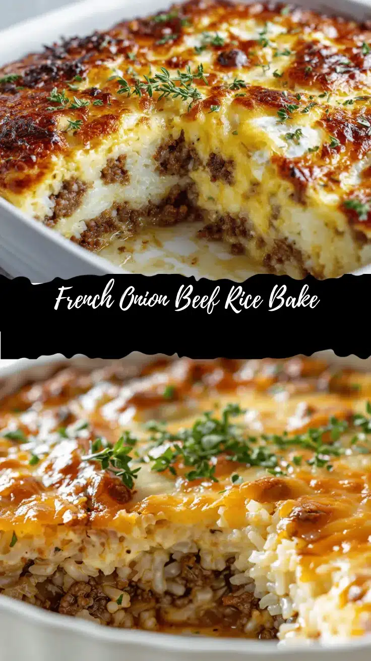 French Onion Ground Beef Rice Casserole recipe