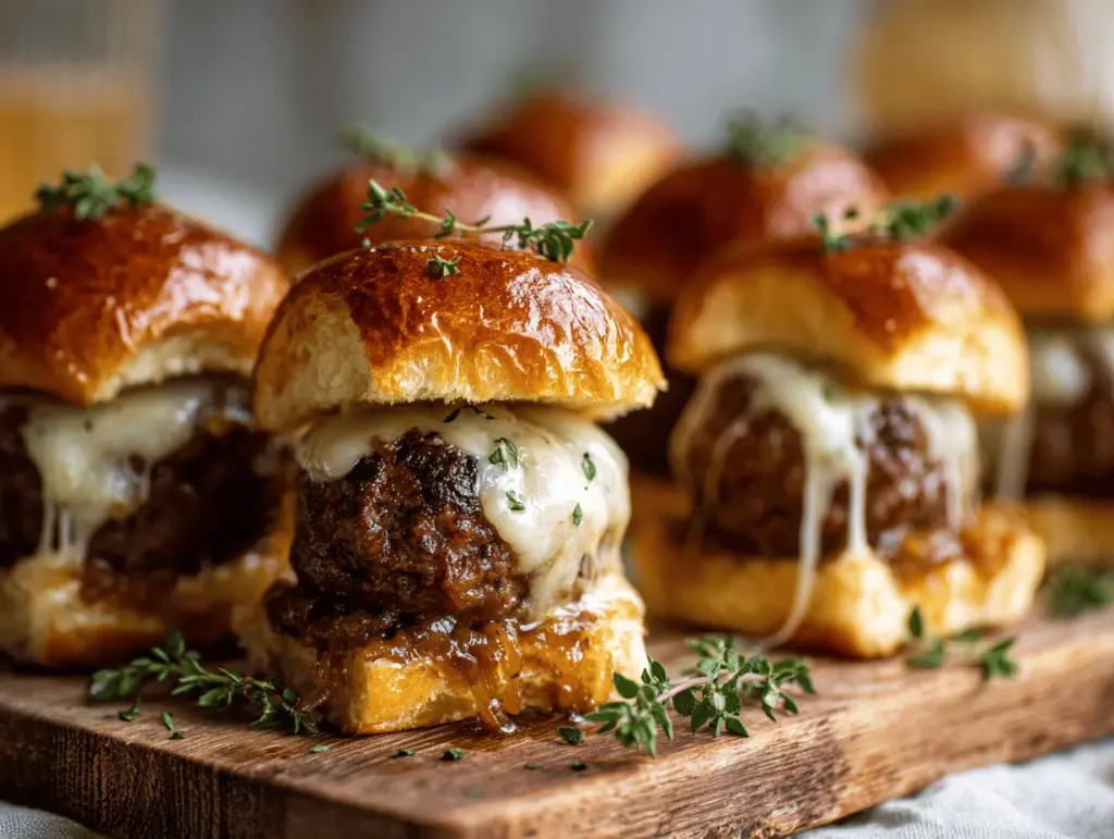 French onion meatball sliders - featured image