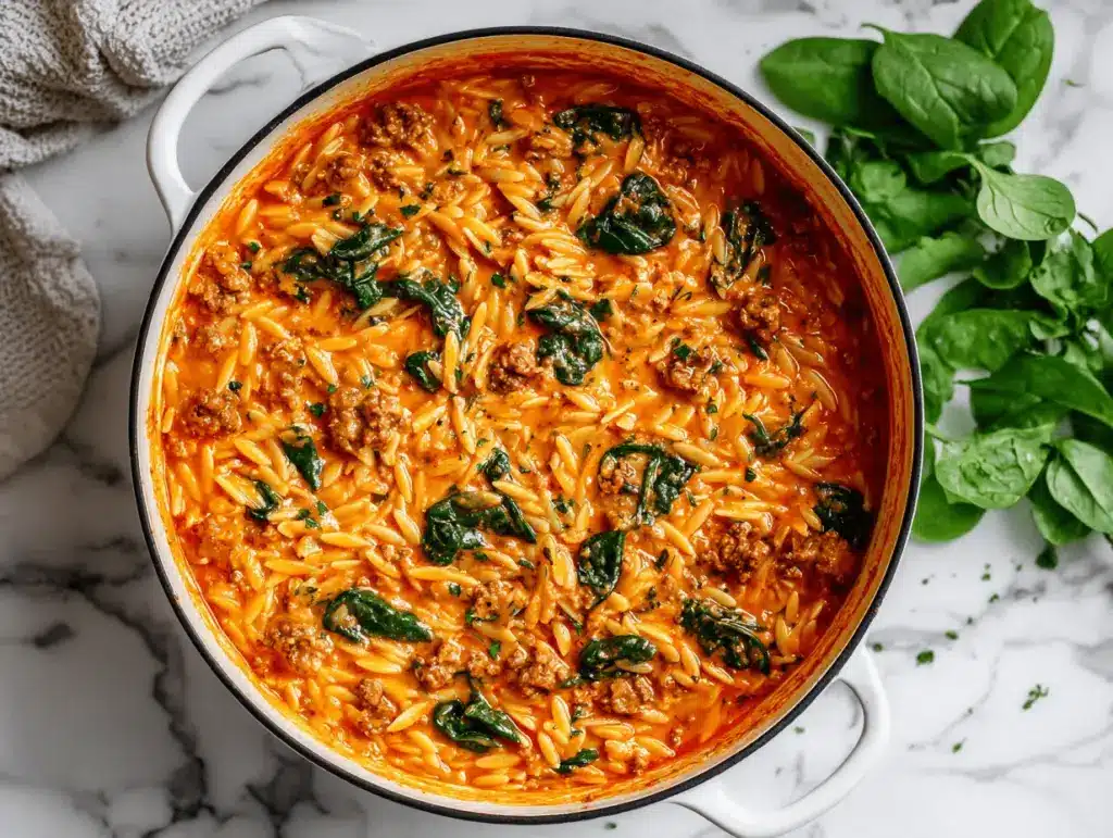 ground beef orzo - featured image