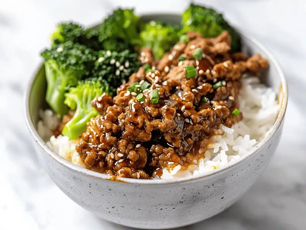 honey garlic ground beef rice bowls preparation steps