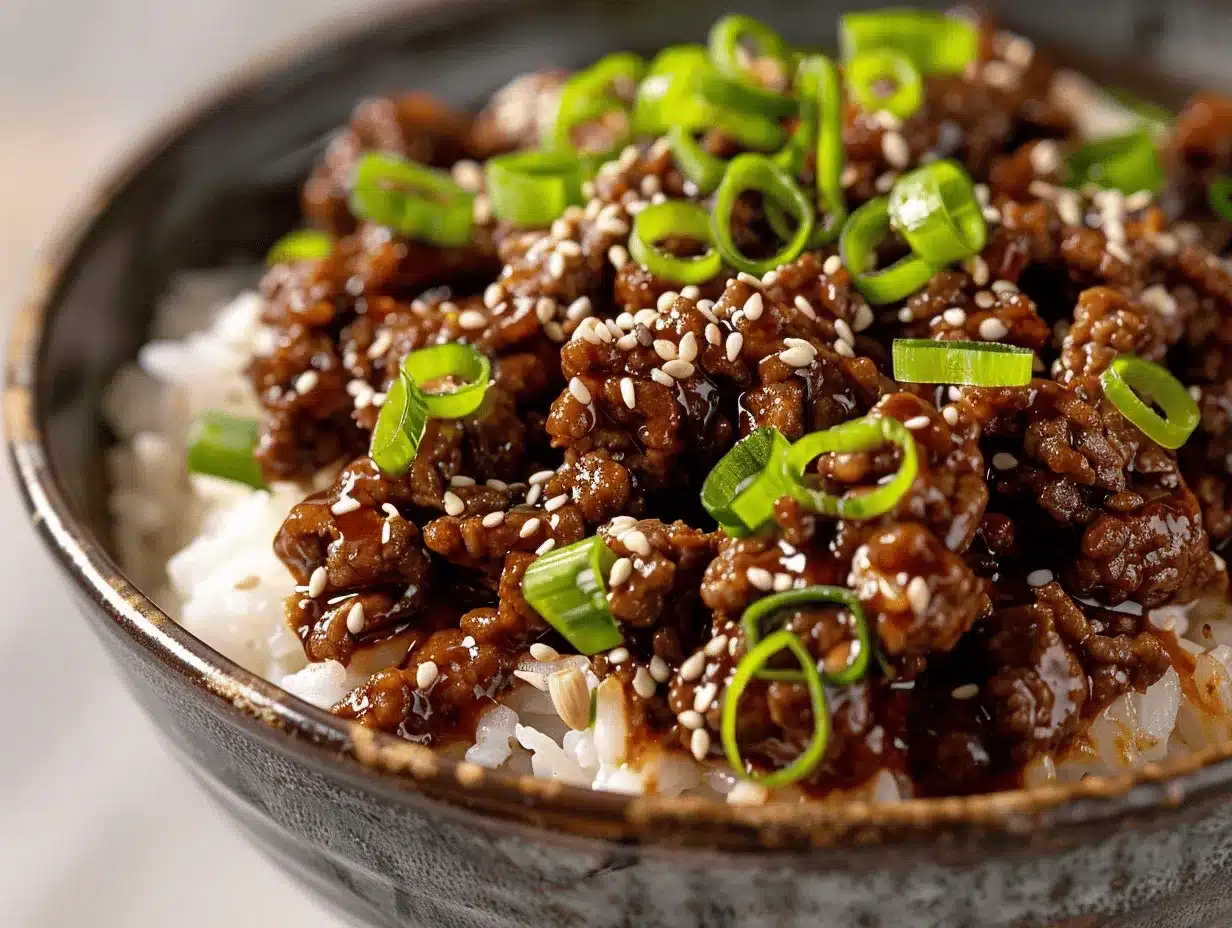 Korean ground beef bowl preparation steps