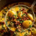 loaded bacon cheeseburger potato soup - featured image