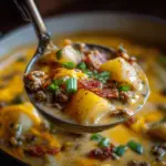 loaded cheeseburger potato soup - featured image