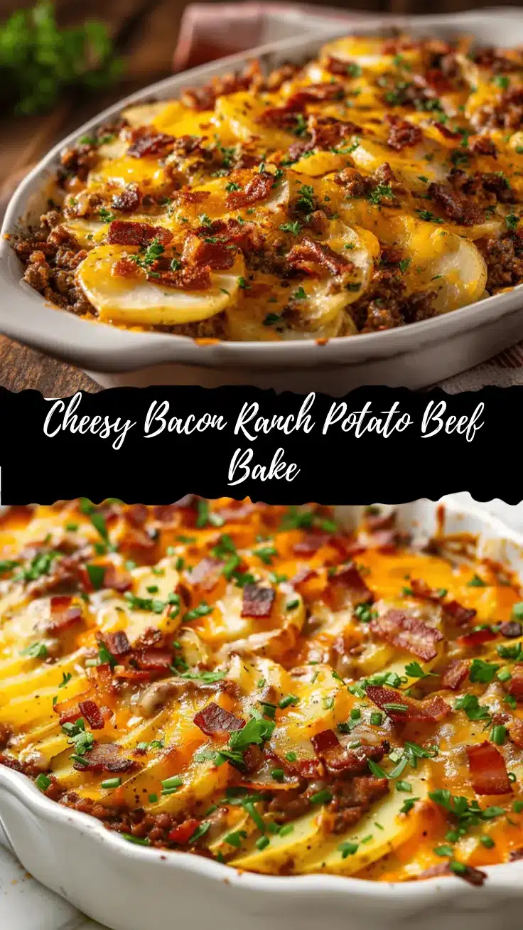 loaded cheesy bacon ranch potato ground beef casserole recipe
