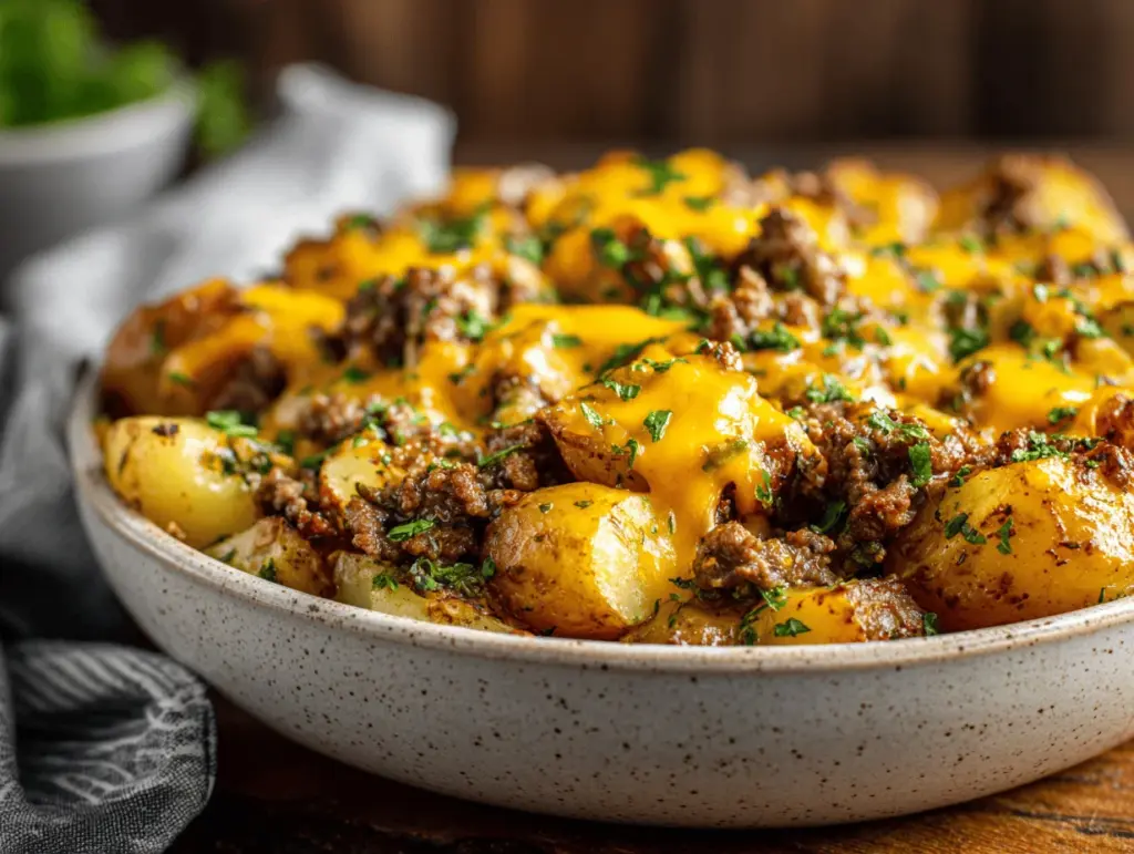 Loaded Cheesy Ground Beef and Potato Casserole - featured image
