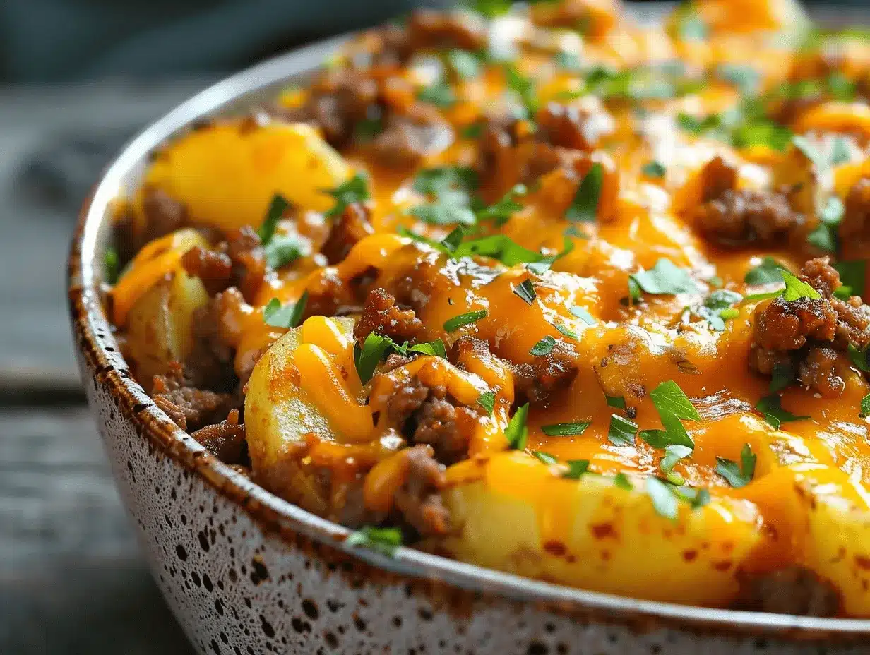 Loaded Cheesy Ground Beef and Potato Casserole preparation steps