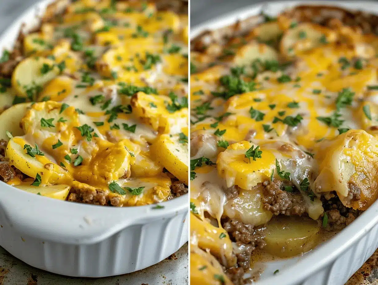 loaded cheesy ranch potato and beef casserole preparation steps