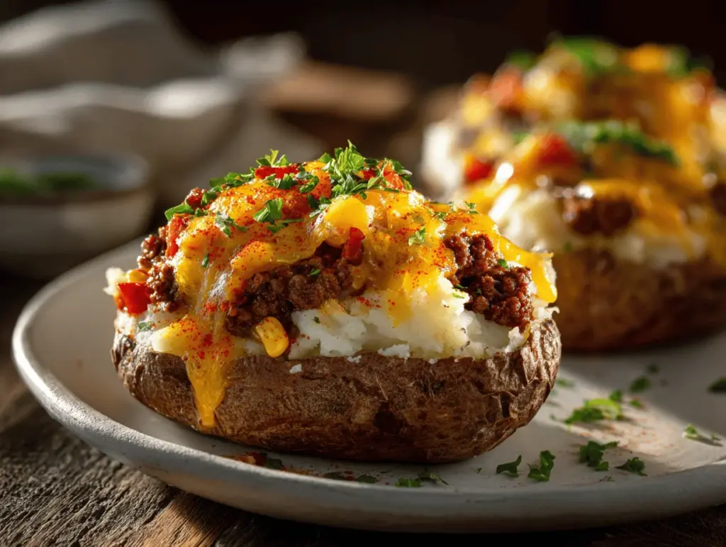loaded shepherd’s pie twice baked potatoes - featured image