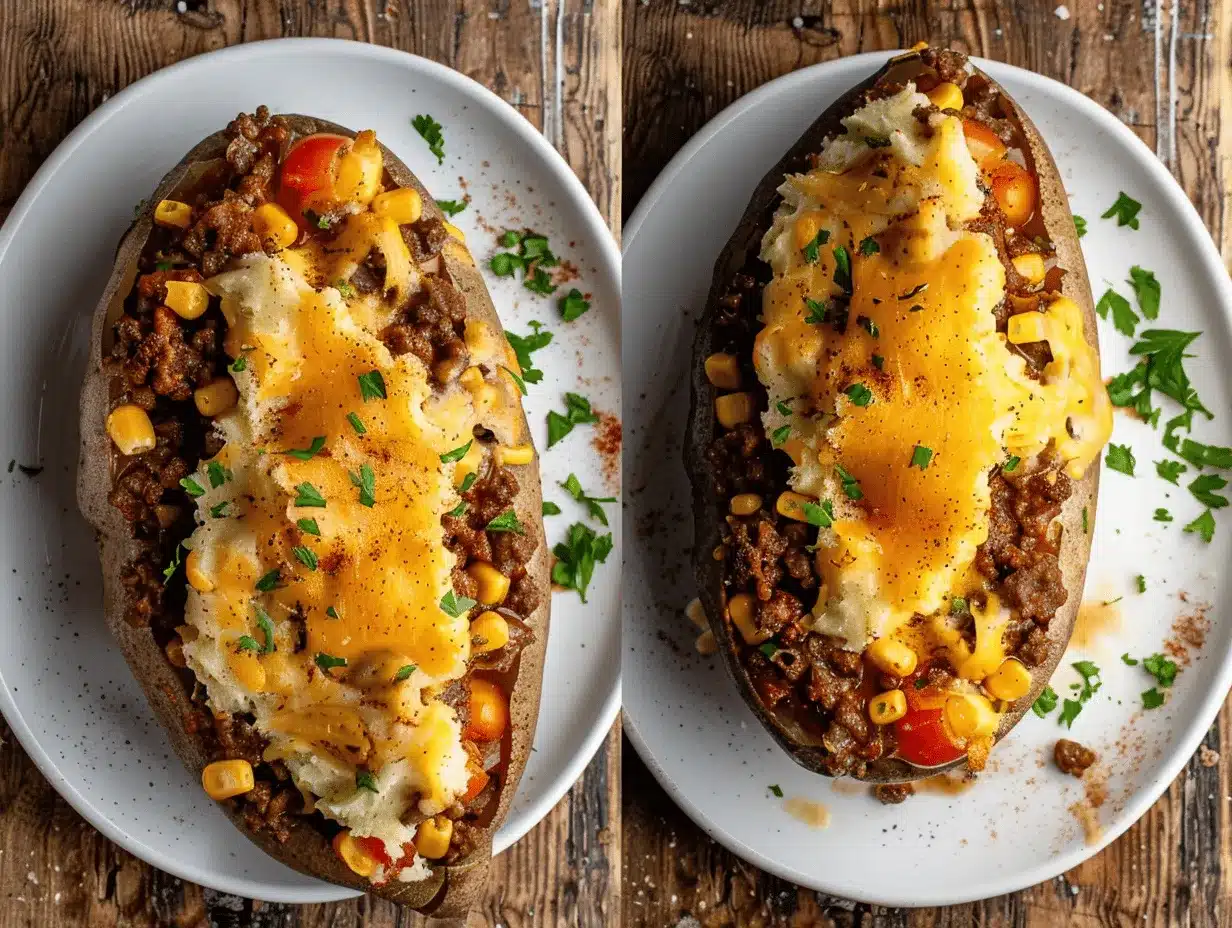 loaded shepherd’s pie twice baked potatoes preparation steps