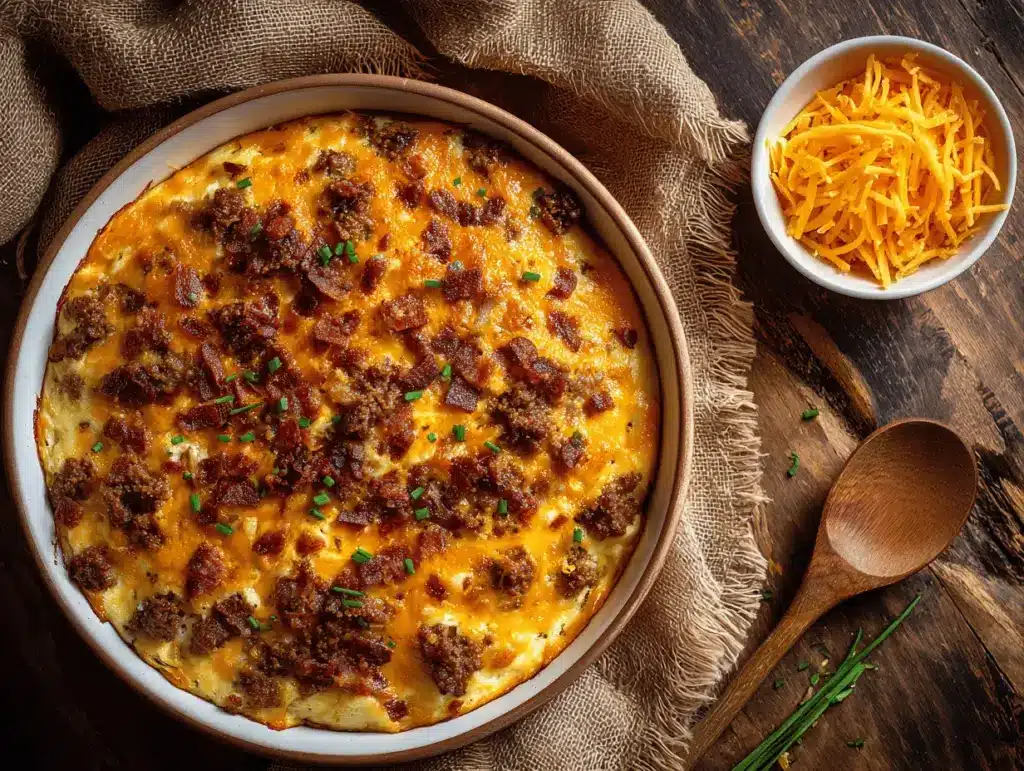 low-carb bacon cheeseburger casserole - featured image