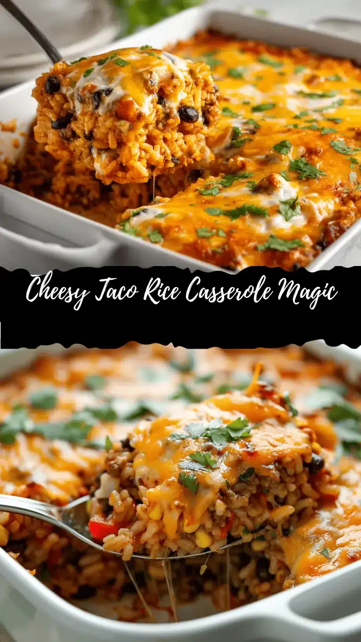 Mexican cheesy taco rice casserole recipe