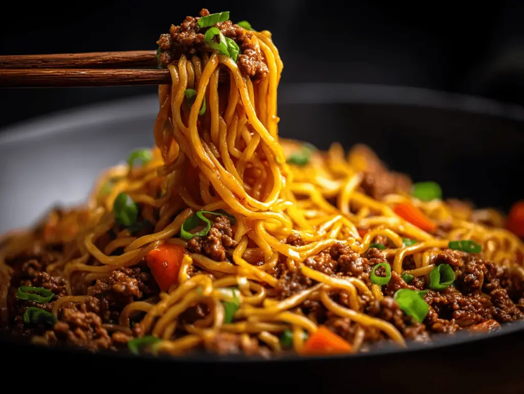 Mongolian Ground Beef Noodles - featured image