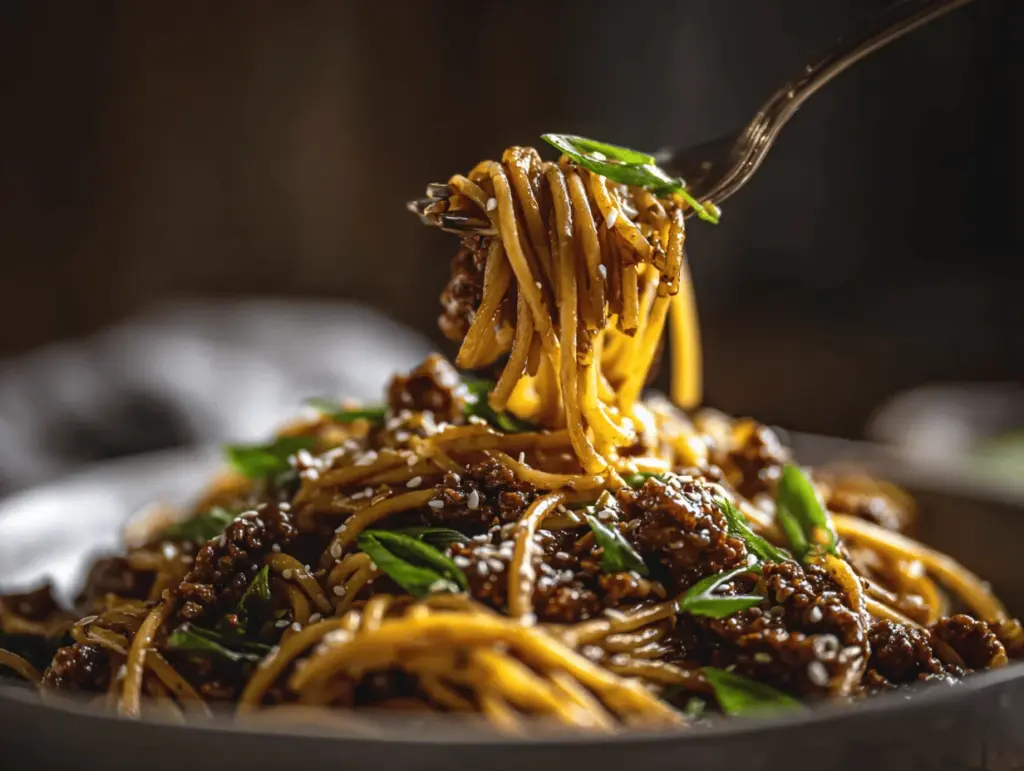 Mongolian Ground Beef Noodles - featured image