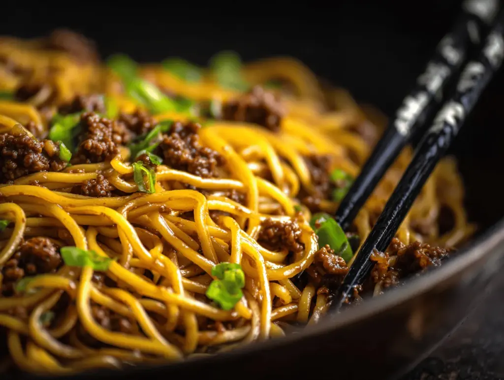 Mongolian Ground Beef Noodles - featured image