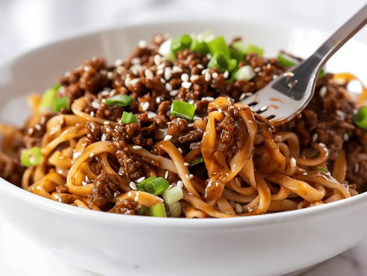 Mongolian Ground Beef Noodles preparation steps