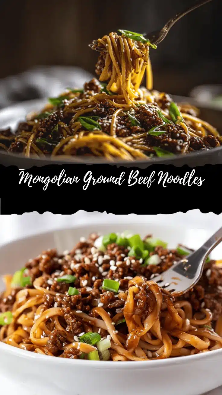 Mongolian Ground Beef Noodles recipe