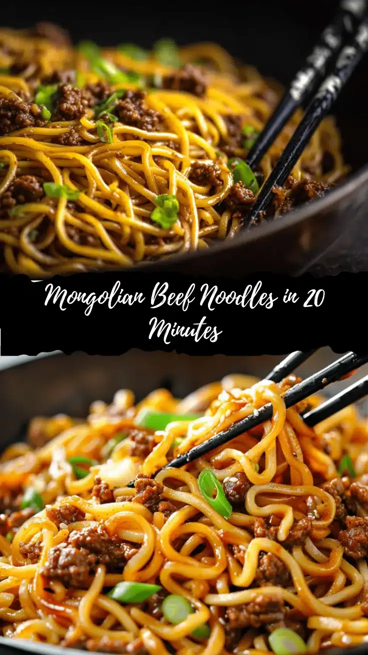 Mongolian Ground Beef Noodles recipe