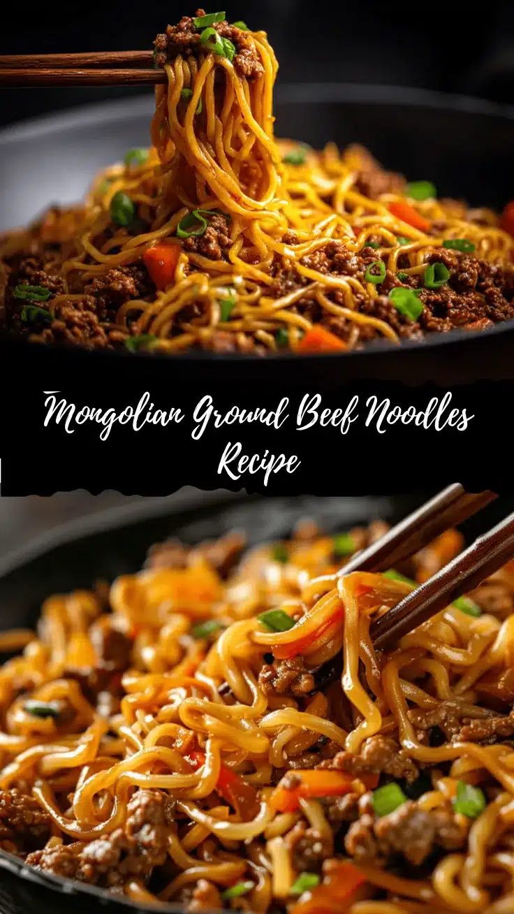 Mongolian Ground Beef Noodles recipe