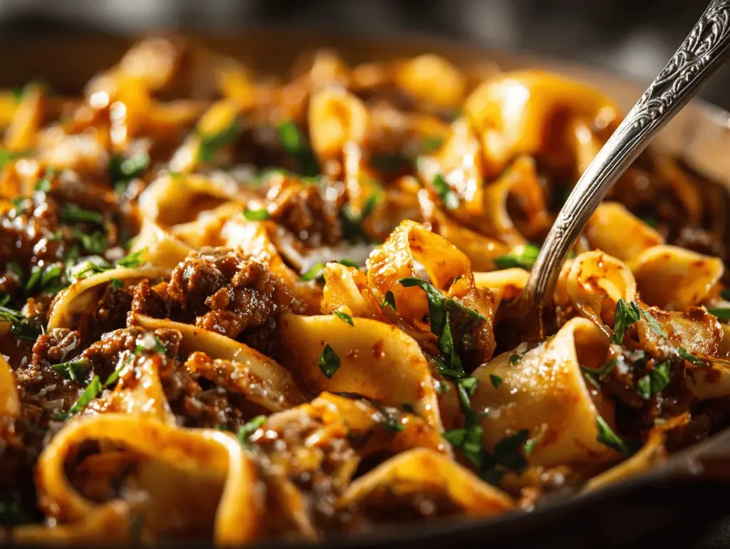 Mongolian ground beef pasta bake - featured image